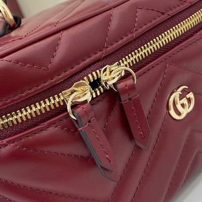 Gucci 25 Marmont Vanity Bag Rosso Ancora Red Cowhide 294900