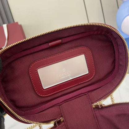 Gucci 25 Marmont Vanity Bag Rosso Ancora Red Cowhide 294900