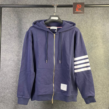 Thom Browne CLASSIC LOOPBACK 4-BAR FULL ZIP HOODIE