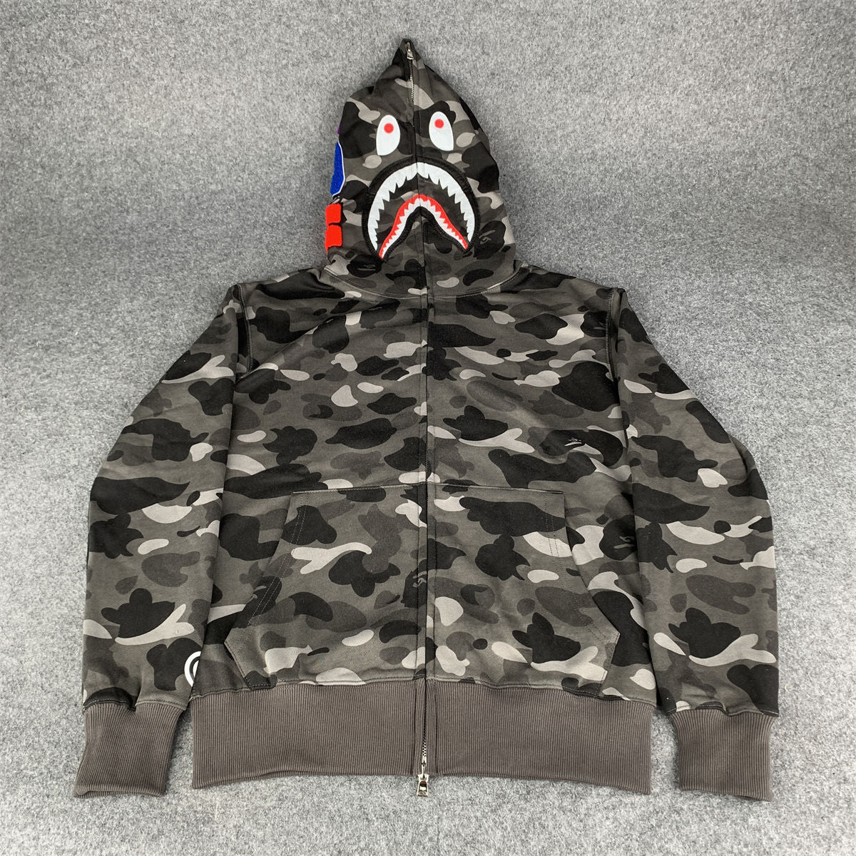 BAPE Grid Camo Shark Full Zip Hoodie 'Black'