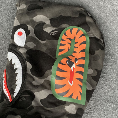 BAPE Grid Camo Shark Full Zip Hoodie 'Black'