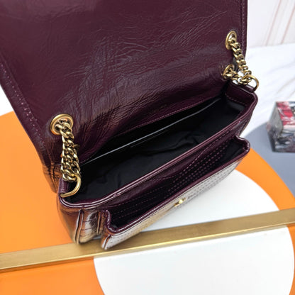 Niki Baby Shoulder Bag 22cm Burgundy Glossy Leather 285490