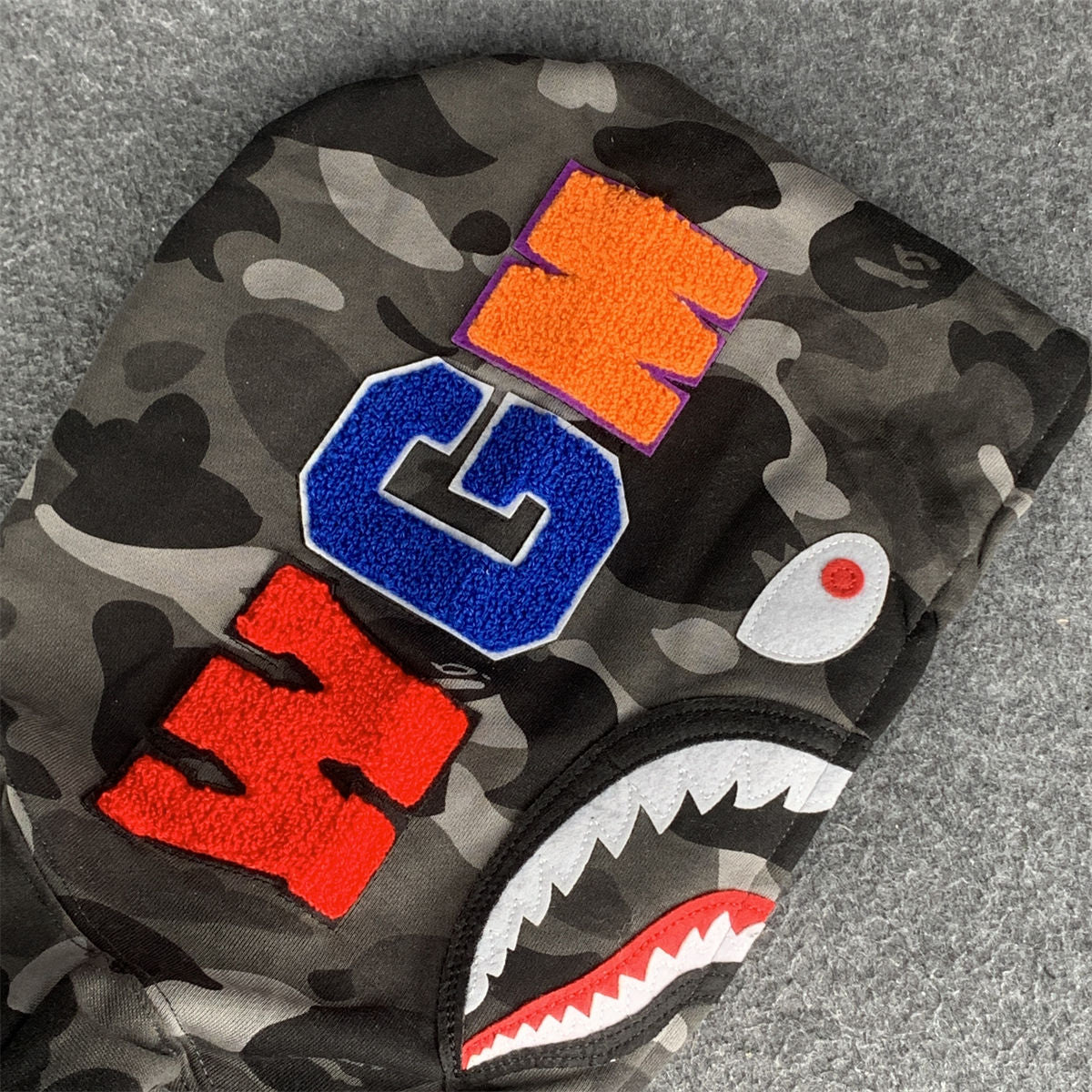 BAPE Grid Camo Shark Full Zip Hoodie 'Black'