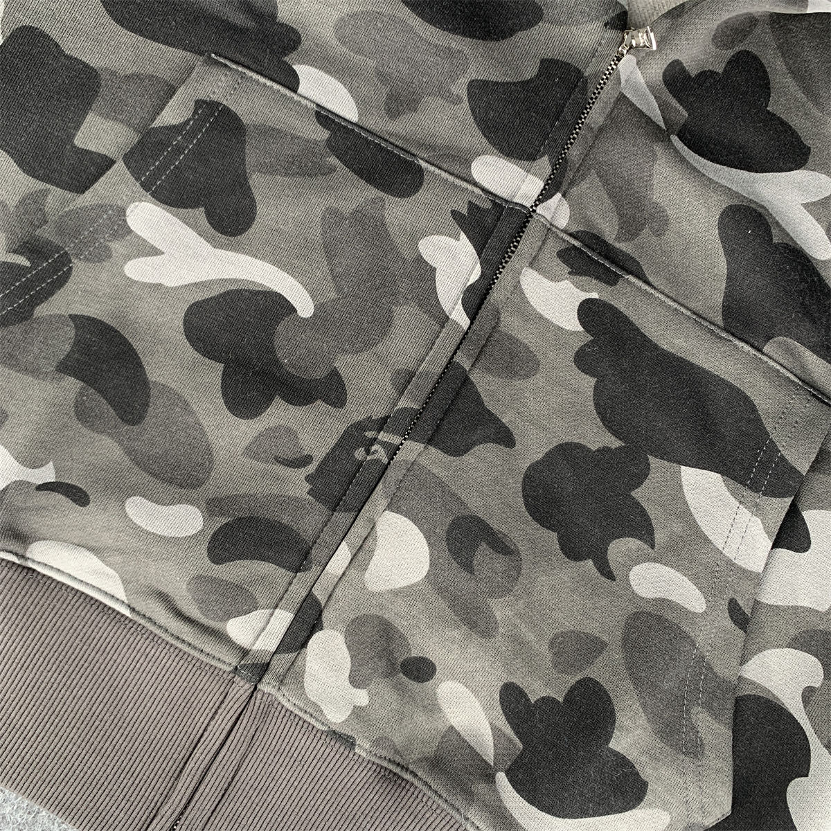 BAPE Grid Camo Shark Full Zip Hoodie 'Black'