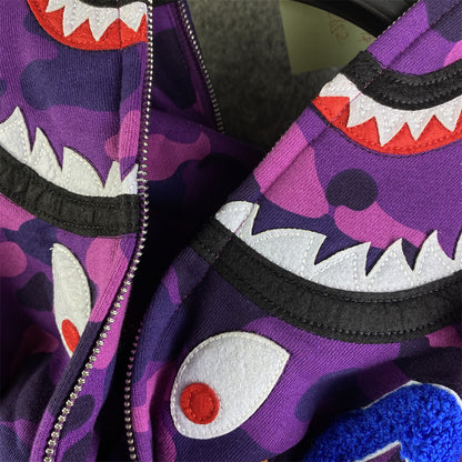 BAPE Color Camo Shark Full Zip Hoodie 'Purple'