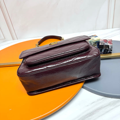 Niki Baby Shoulder Bag 28cm Burgundy Glossy Leather 285484