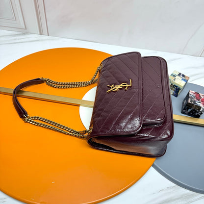 Niki Baby Shoulder Bag 28cm Burgundy Glossy Leather 285484