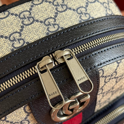 GG Small Ophidia Backpack Beige & Black GG Monogram Fabric 272185