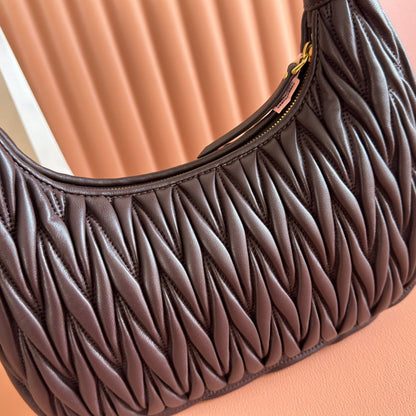 Miu Wander Matelassé Shoulder Bag 29cm Coffee Lambskin