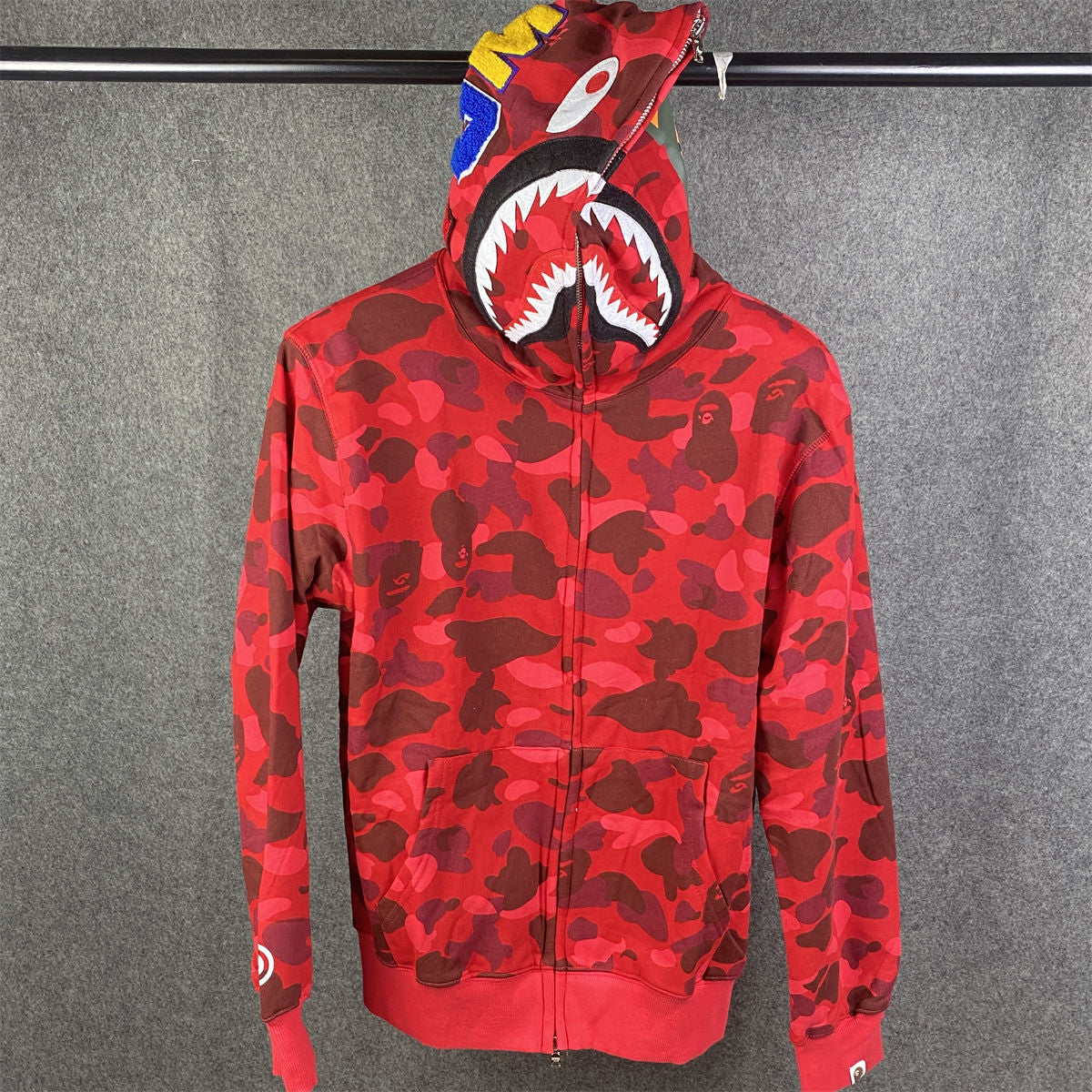 BAPE Color Camo Shark Full Zip Hoodie 'Red'
