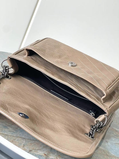 Niki Baby Shoulder Bag 28cm Beige Glossy Leather 286056