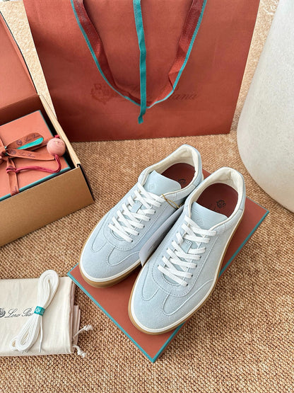 Loro Piana Suede Low-Top Sneakers - Light Ice Blue