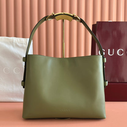 GG Beatrix Medium Tote Bag Olive Green Smooth Leather GHW 272147