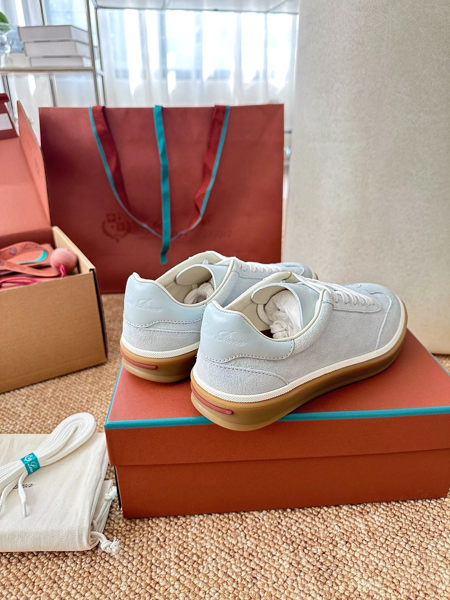 Loro Piana Suede Low-Top Sneakers - Light Ice Blue