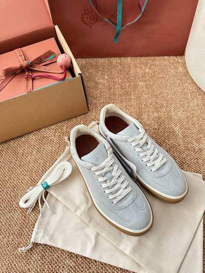 Loro Piana Suede Low-Top Sneakers - Light Ice Blue