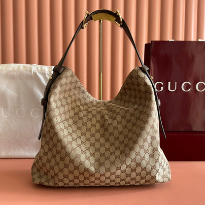 GG Beatrix Large Tote Bag  Beige & Dark Brown GG Monogram Fabric 272142