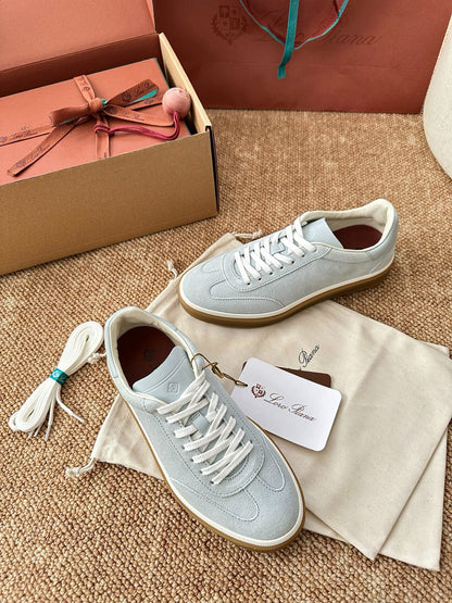 Loro Piana Suede Low-Top Sneakers - Light Ice Blue