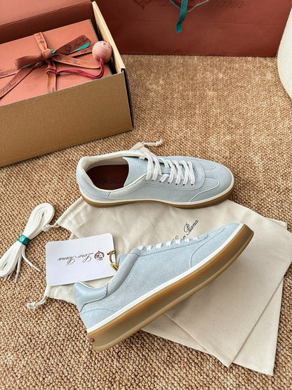 Loro Piana Suede Low-Top Sneakers - Light Ice Blue