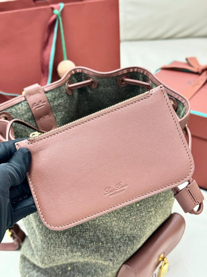 LP 2026 Extra Drawstring Backpack L27 Countryside Sage mix Burnt Tan Wool Leather
