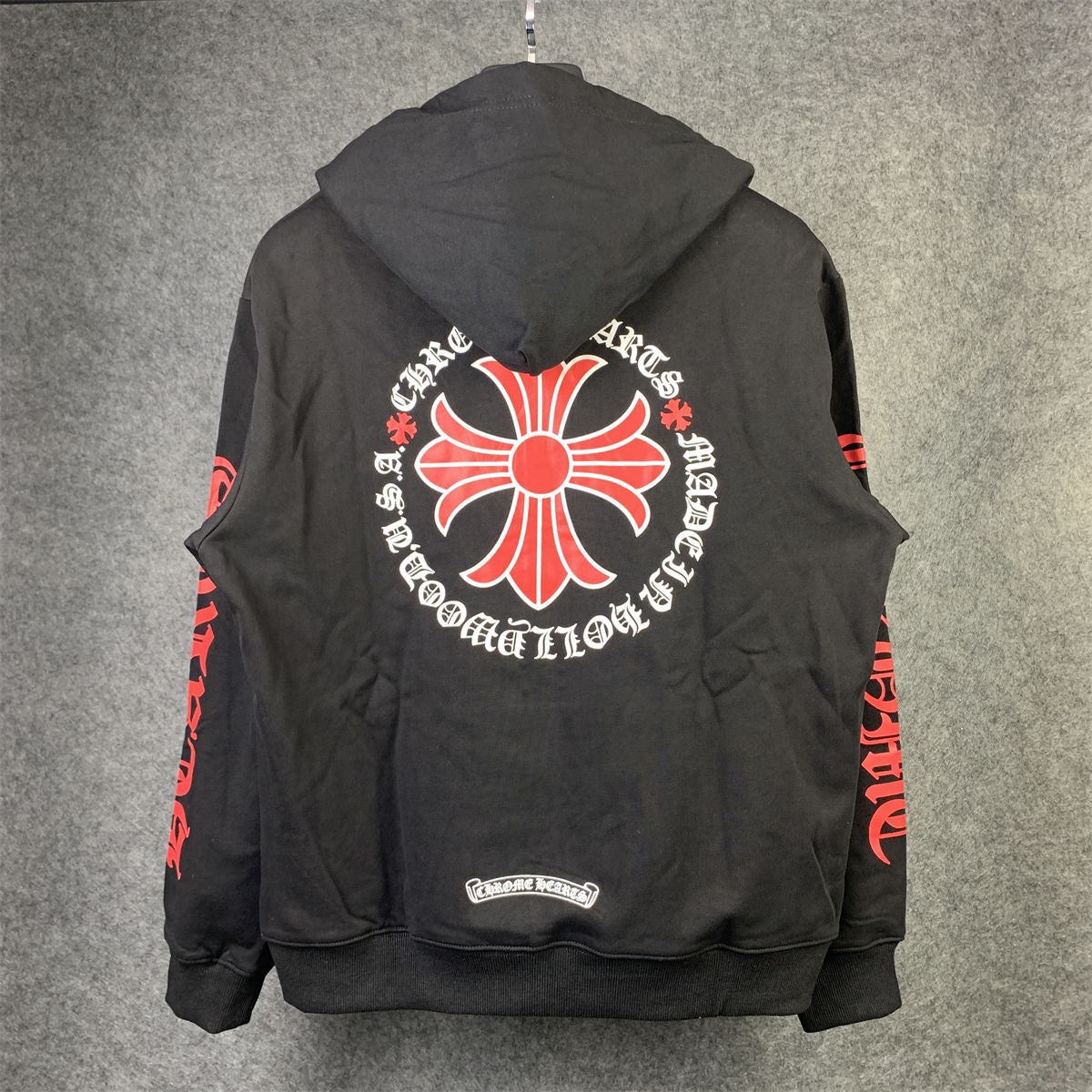 Chrome Hearts Made In Hollywood Plus Cross Zip Up Hoodie 'Black/Red'