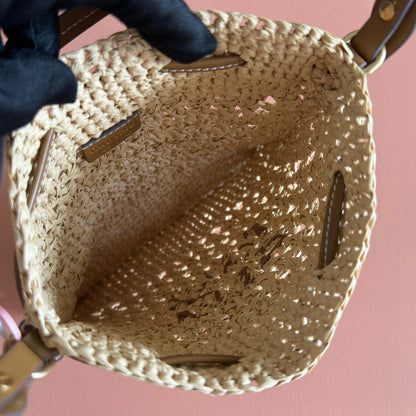 Miu Mini-Bag Beige Brown Woven Raffia 255459