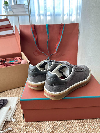 Loro Piana Suede Low-Top Sneakers - Dark Grey