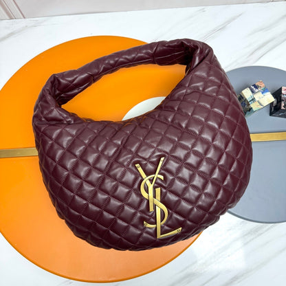 YSL Icarino Large Shoulder Bag Burgundy Quited Leather 286007