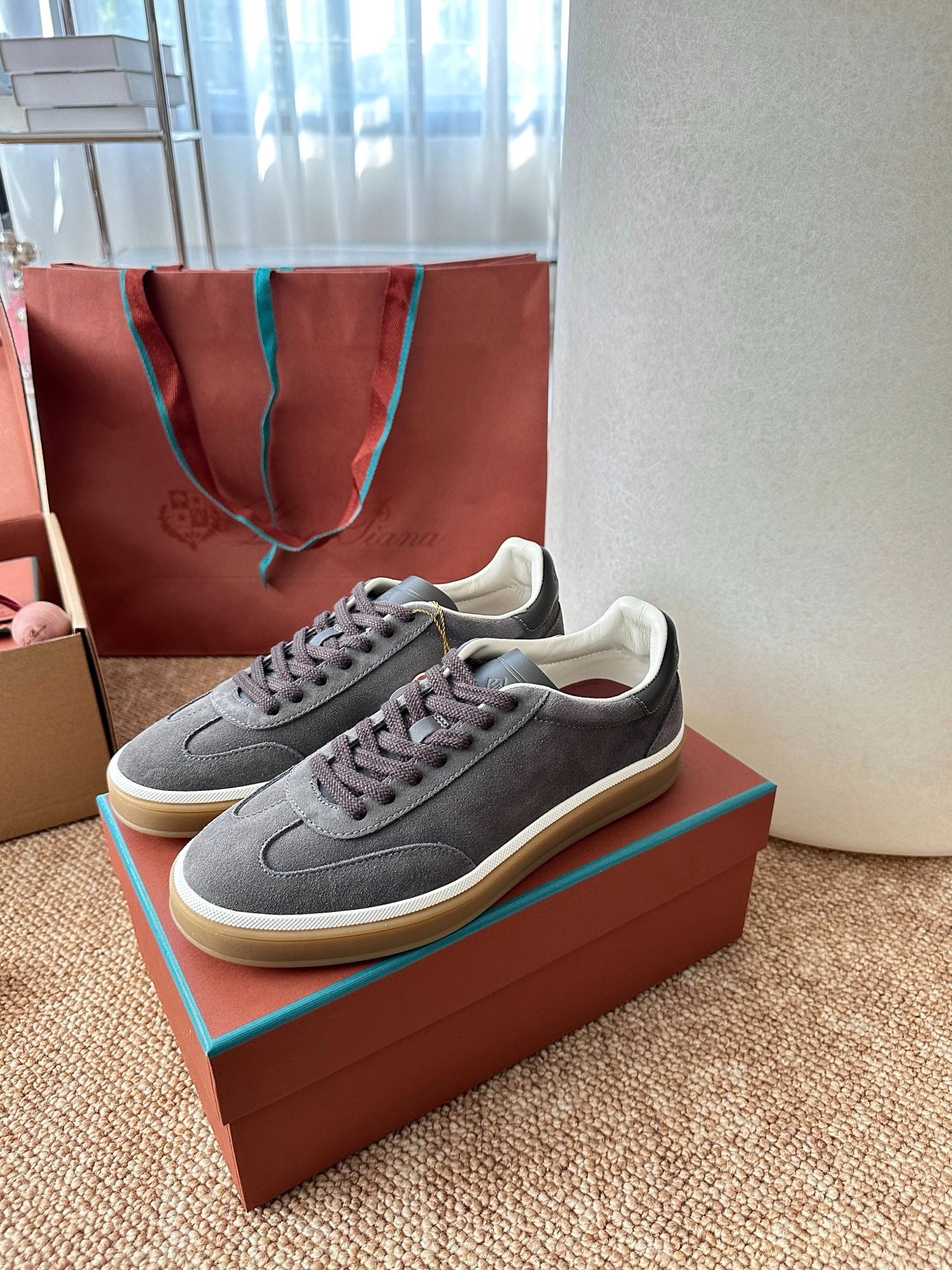 Loro Piana Suede Low-Top Sneakers - Dark Grey