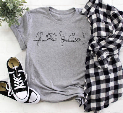 Love Cat Shirt, Cat line Shirt, Animal Lover T-shirt, Pet Love Shirt | Cat Shirt | Cute Cat T-shirt | Gift Shirt | Love Shirt. Cat tshirt