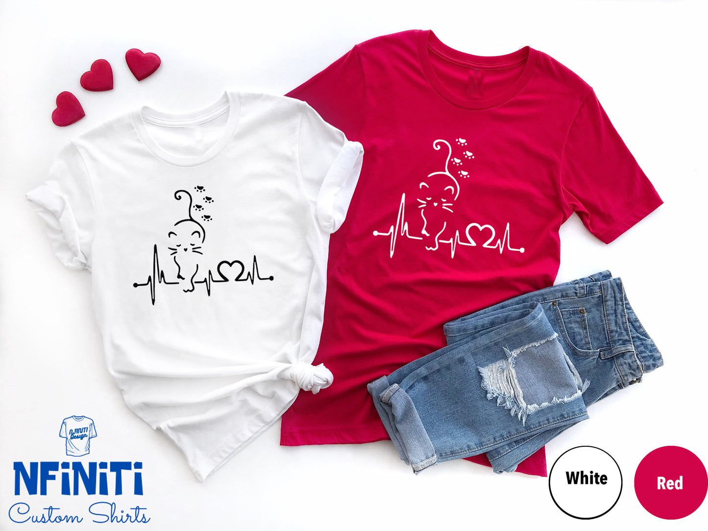 Cat Heartbeat Shirt, Cat Lover Gift, Fur Mama T-Shirt