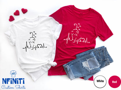 Cat Heartbeat Shirt, Cat Lover Gift, Fur Mama T-Shirt