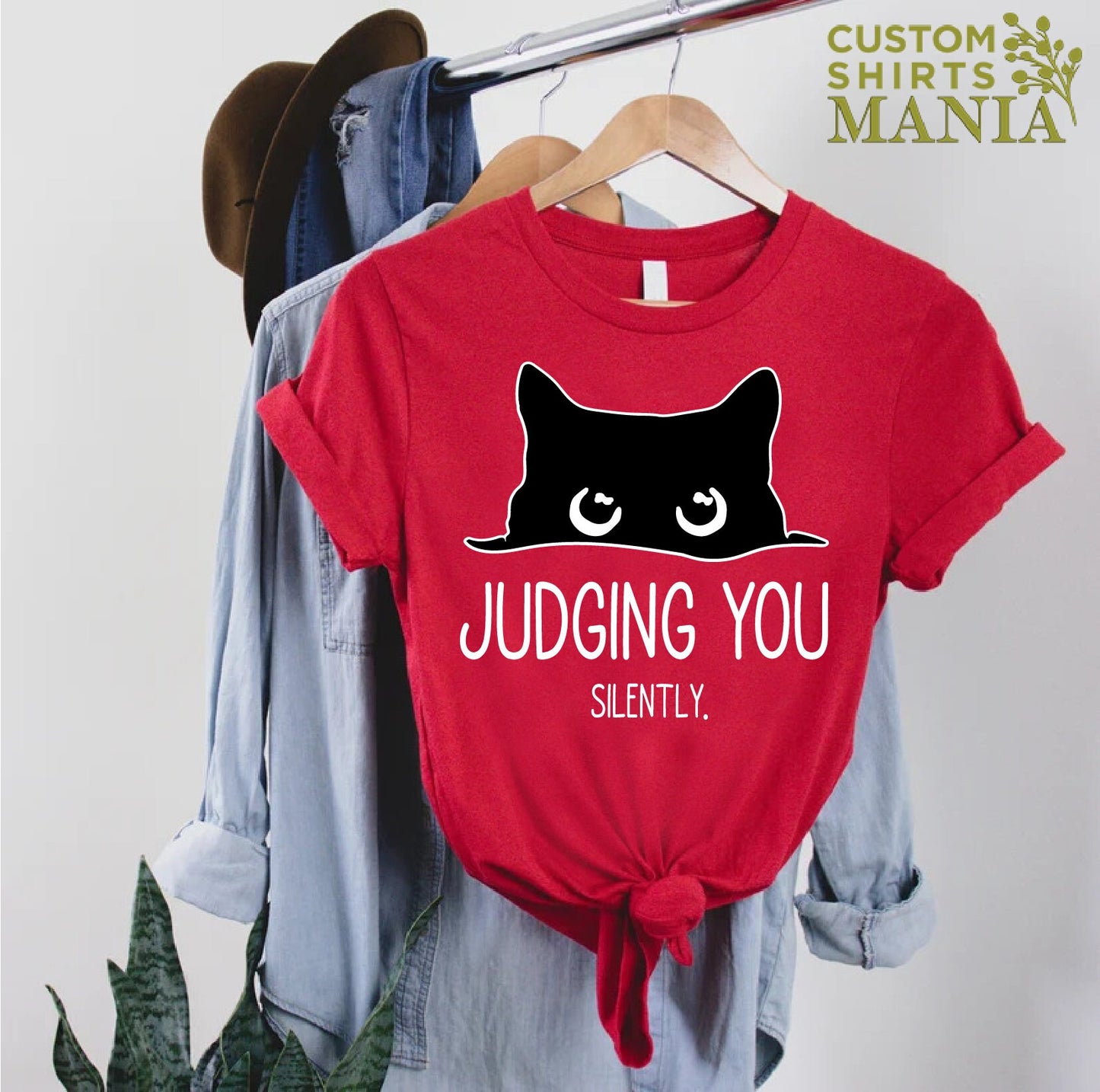 Judging You Silently Shirt,Cat T-shirt,Funny Cat Shirt,Cute Kitty Tee,Gift for Cat Lover,Cat Mom Shirts,Cat Shirt For Women,Cute Cat Shirt