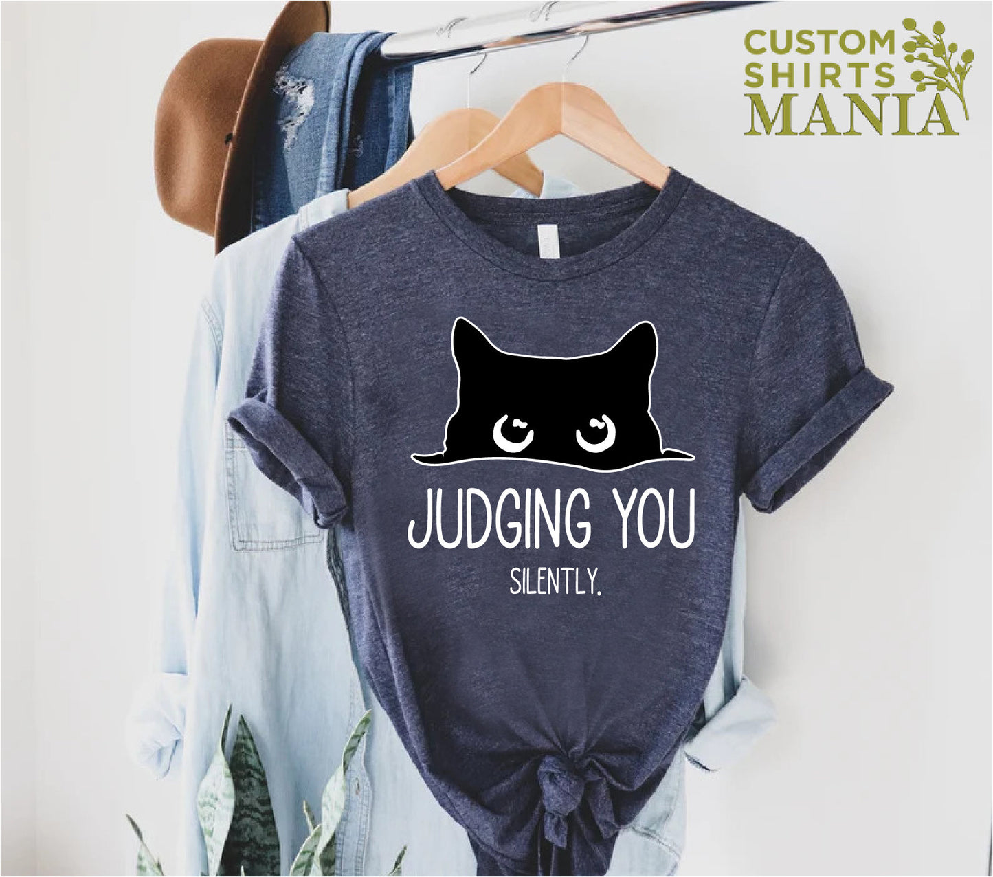 Judging You Silently Shirt,Cat T-shirt,Funny Cat Shirt,Cute Kitty Tee,Gift for Cat Lover,Cat Mom Shirts,Cat Shirt For Women,Cute Cat Shirt