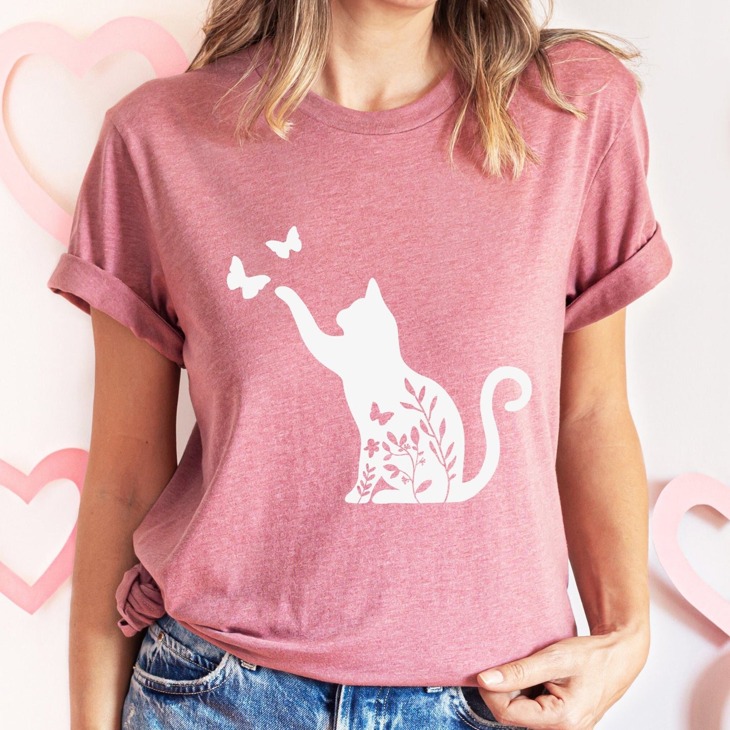 Black Cat Graphic Tshirt, Boho Flower Unisex Shirt,