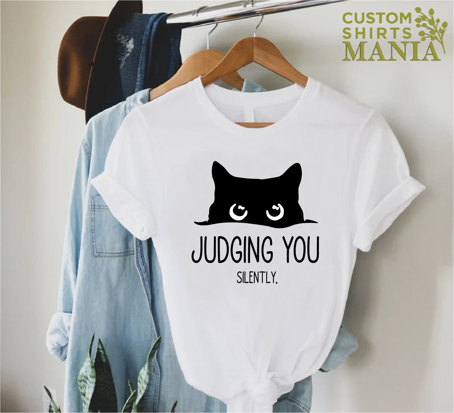Judging You Silently Shirt,Cat T-shirt,Funny Cat Shirt,Cute Kitty Tee,Gift for Cat Lover,Cat Mom Shirts,Cat Shirt For Women,Cute Cat Shirt