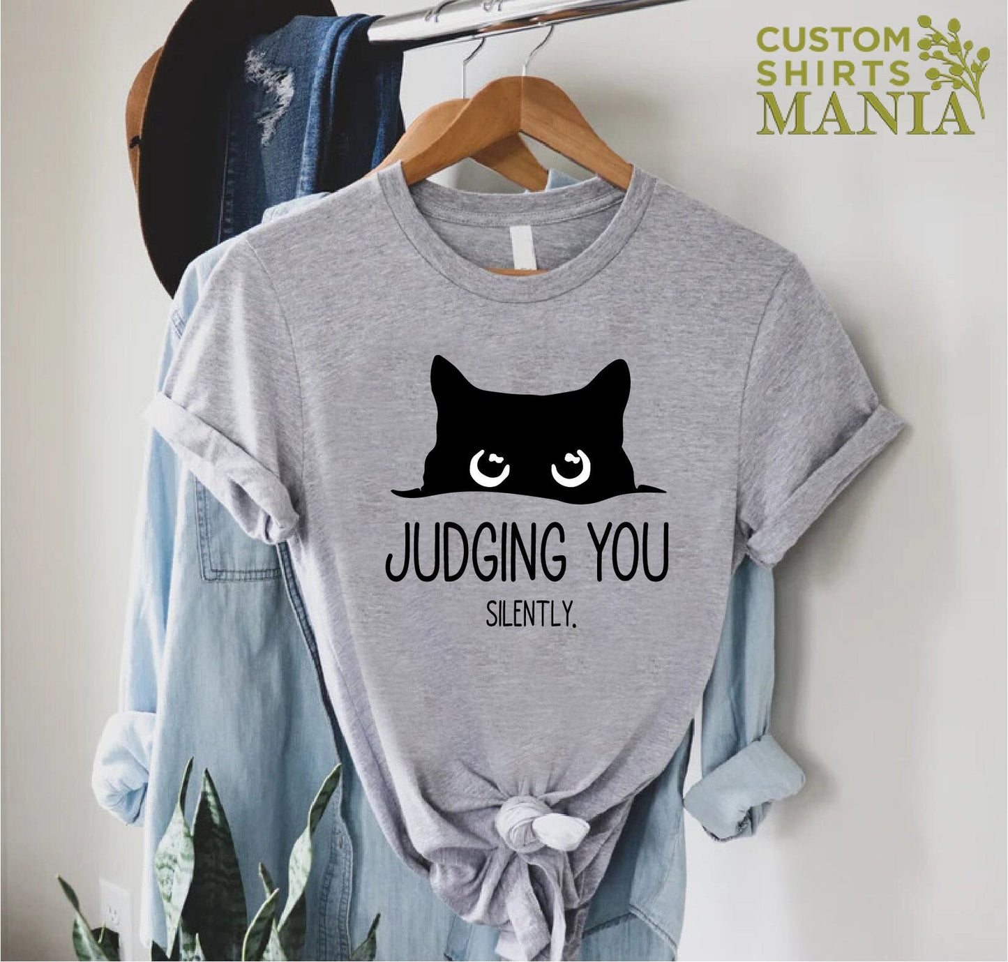 Judging You Silently Shirt,Cat T-shirt,Funny Cat Shirt,Cute Kitty Tee,Gift for Cat Lover,Cat Mom Shirts,Cat Shirt For Women,Cute Cat Shirt