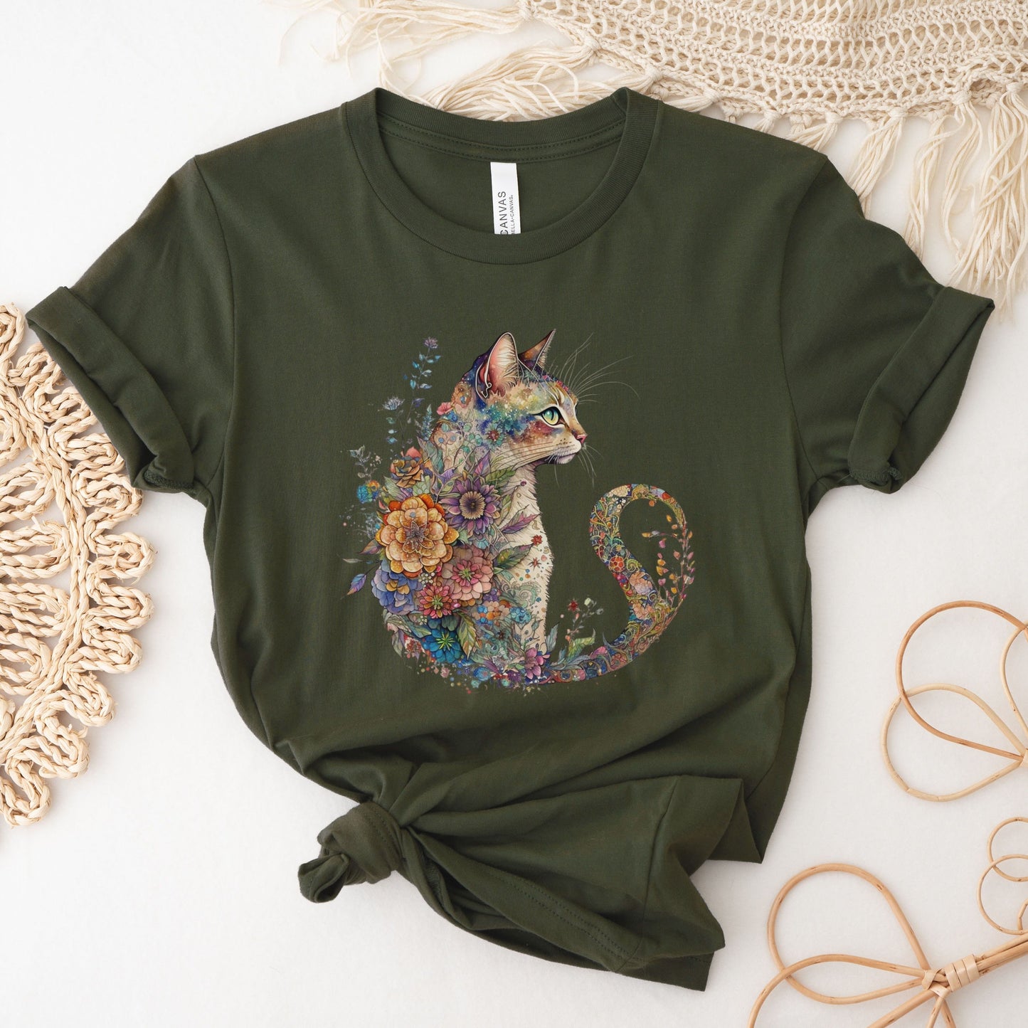 Cat Mom Shirt, Floral Cat Shirt, Cat Mom, Floral Cat Tee, Cat Lover Shirt, Animal Lover Tee, Cute Cat Lover T-Shirt, Cat Lover Gift, Cat Tee