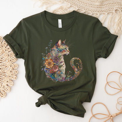 Cat Mom Shirt, Floral Cat Shirt, Cat Mom, Floral Cat Tee, Cat Lover Shirt, Animal Lover Tee, Cute Cat Lover T-Shirt, Cat Lover Gift, Cat Tee