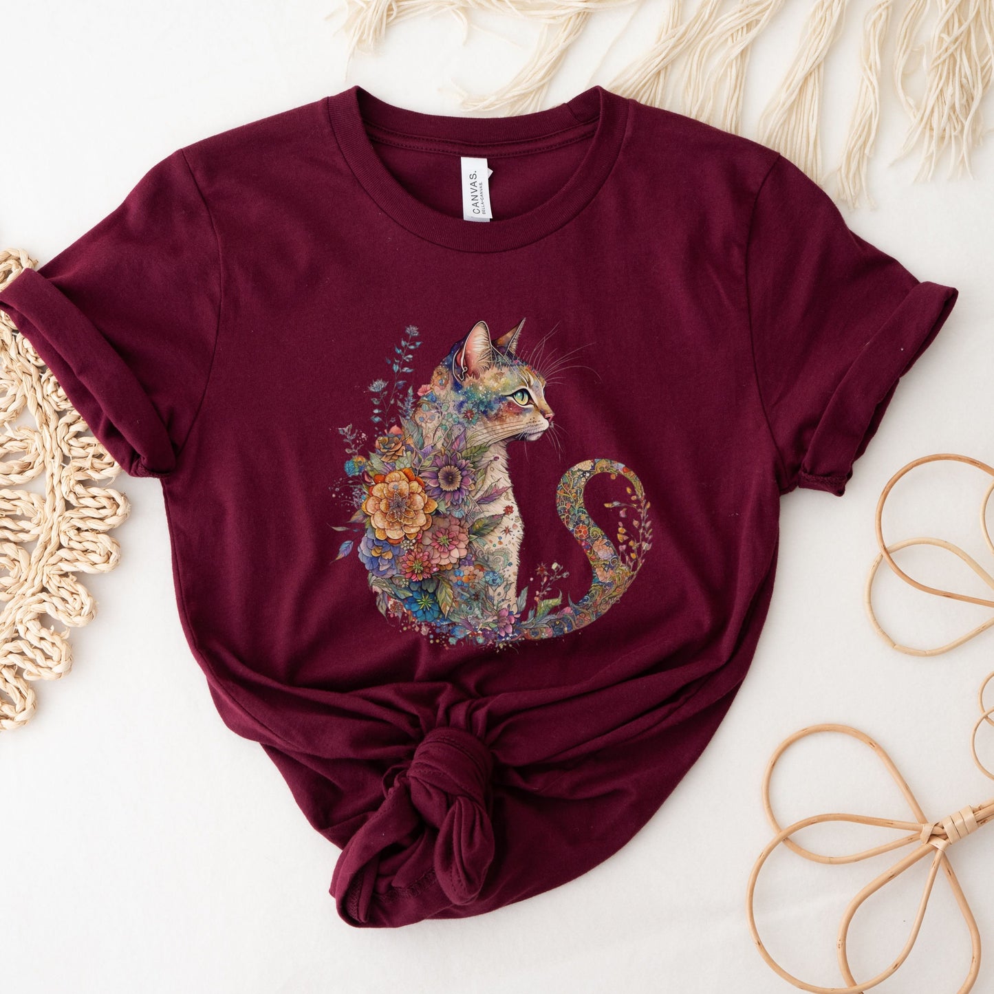Cat Mom Shirt, Floral Cat Shirt, Cat Mom, Floral Cat Tee, Cat Lover Shirt, Animal Lover Tee, Cute Cat Lover T-Shirt, Cat Lover Gift, Cat Tee