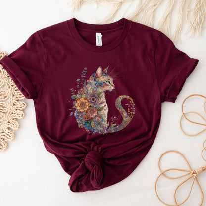 Cat Mom Shirt, Floral Cat Shirt, Cat Mom, Floral Cat Tee, Cat Lover Shirt, Animal Lover Tee, Cute Cat Lover T-Shirt, Cat Lover Gift, Cat Tee