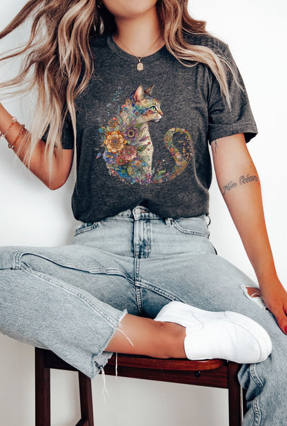 Cat Mom Shirt, Floral Cat Shirt, Cat Mom, Floral Cat Tee, Cat Lover Shirt, Animal Lover Tee, Cute Cat Lover T-Shirt, Cat Lover Gift, Cat Tee