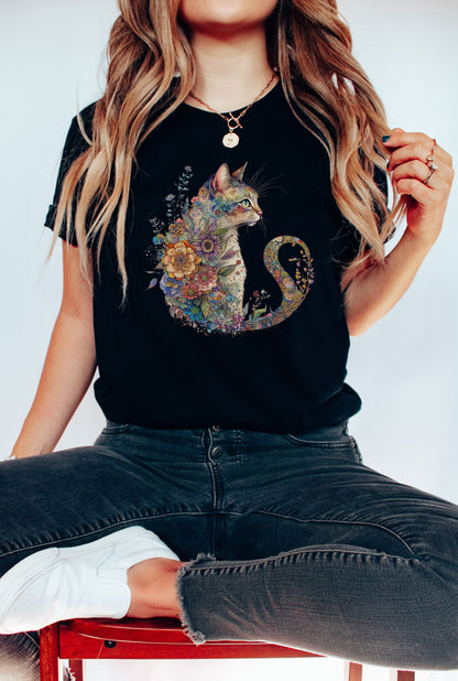 Cat Mom Shirt, Floral Cat Shirt, Cat Mom, Floral Cat Tee, Cat Lover Shirt, Animal Lover Tee, Cute Cat Lover T-Shirt, Cat Lover Gift, Cat Tee