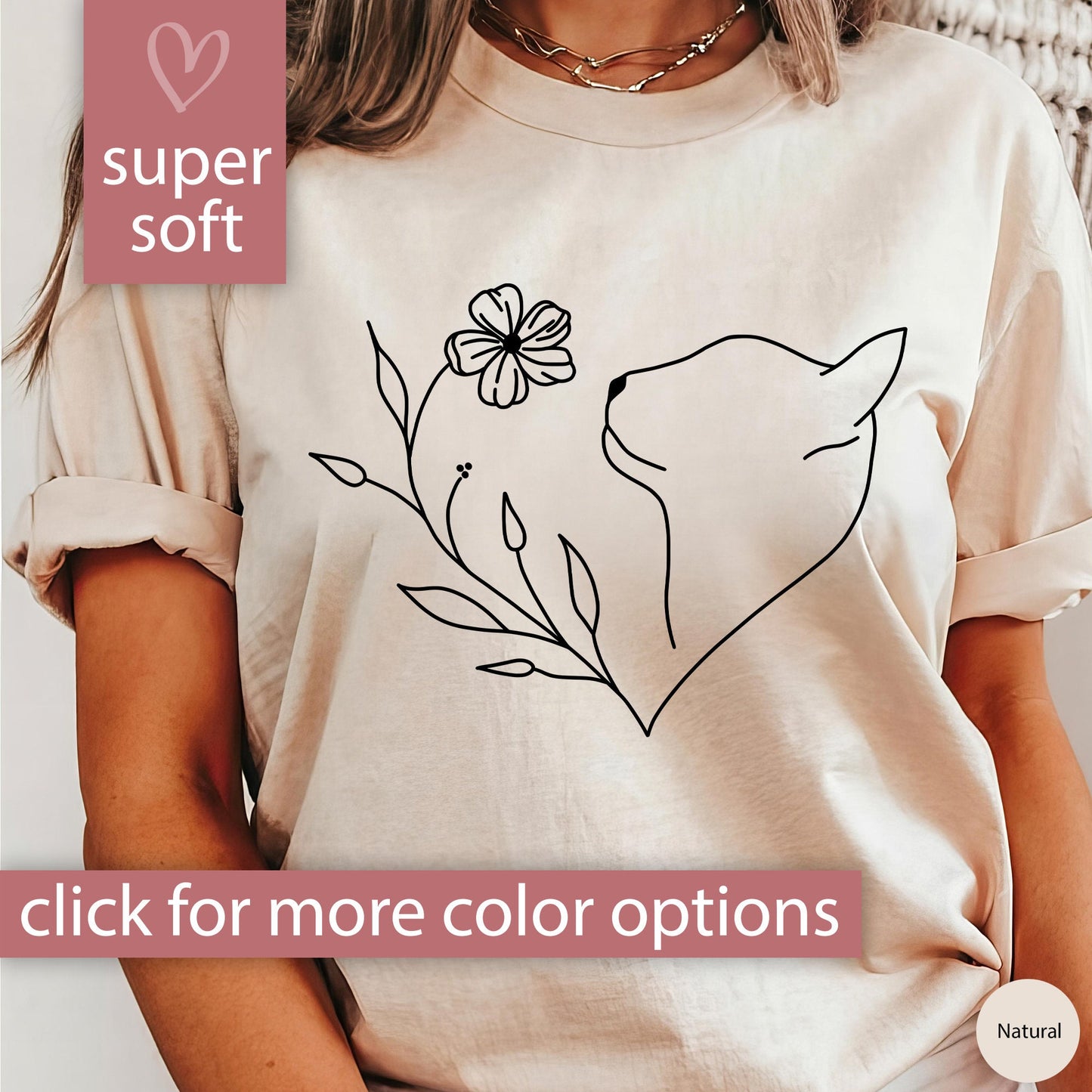 Cat Shirt for Women, Cat Lover T-Shirt for Cat Mom Gift, Cat Lover Gift for Her, Cat Gift for Cat Mom Tshirt Cute Floral Cat Gift for Women
