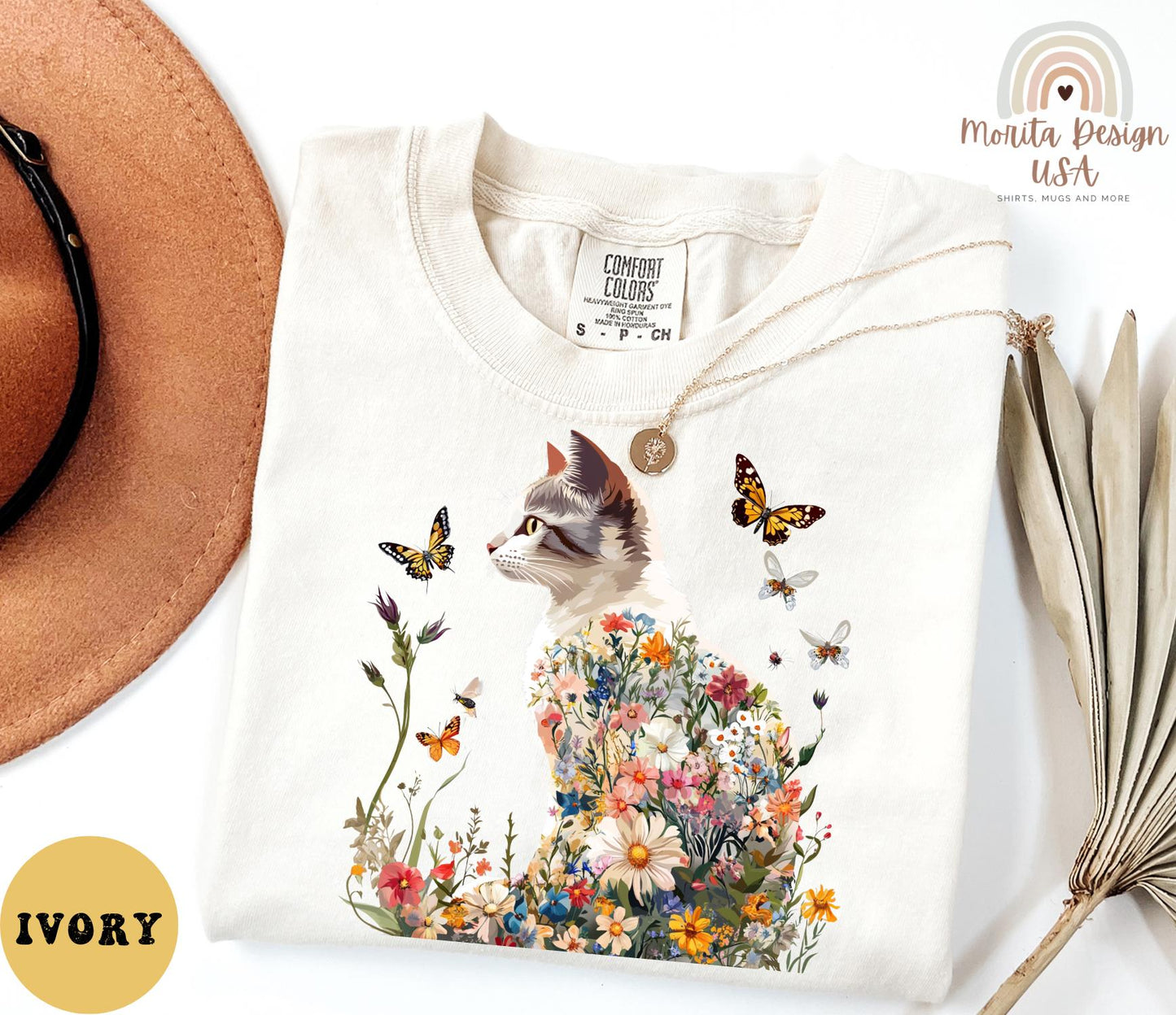 Floral Cat Shirt, Cat Lover Gift, Wildflowers Cat Shirt, Cottagecore Cat Shirt – Whimsical Floral Cat Tee for Nature Lovers, Flower Cat.