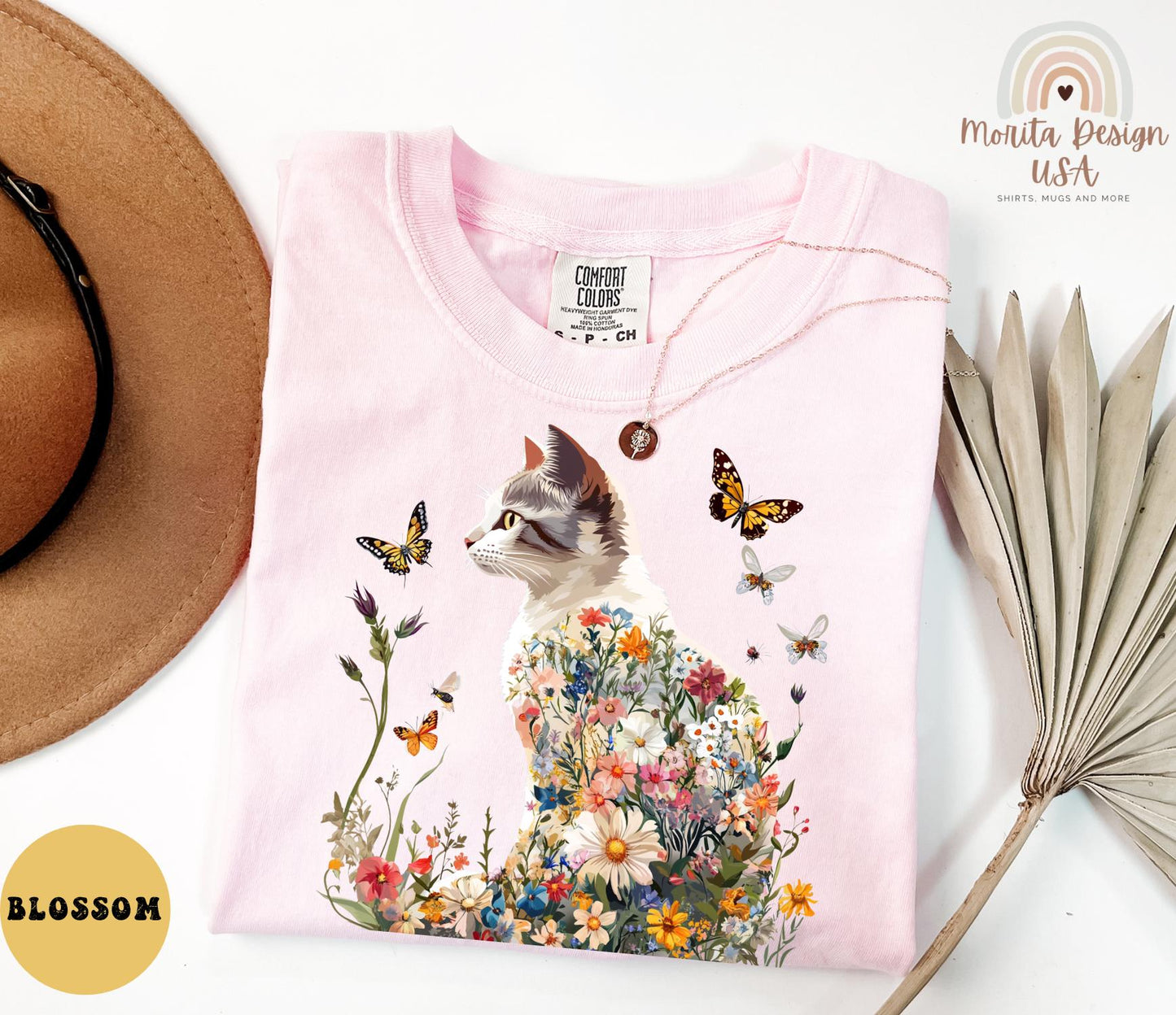 Floral Cat Shirt, Cat Lover Gift, Wildflowers Cat Shirt, Cottagecore Cat Shirt – Whimsical Floral Cat Tee for Nature Lovers, Flower Cat.