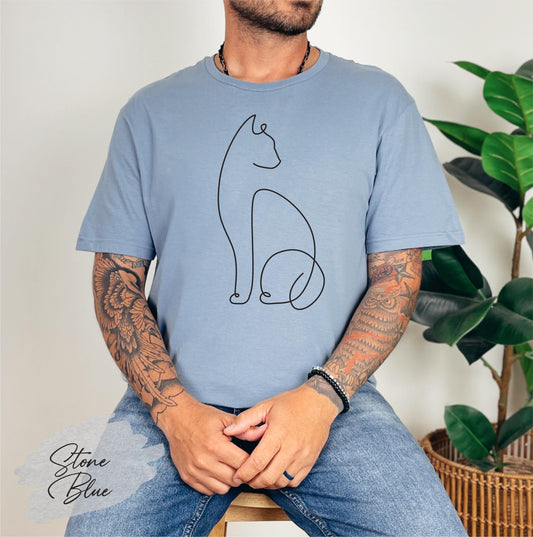 Cat Line Art Shirt: Abstract Silhouette, Cat Lover Gift