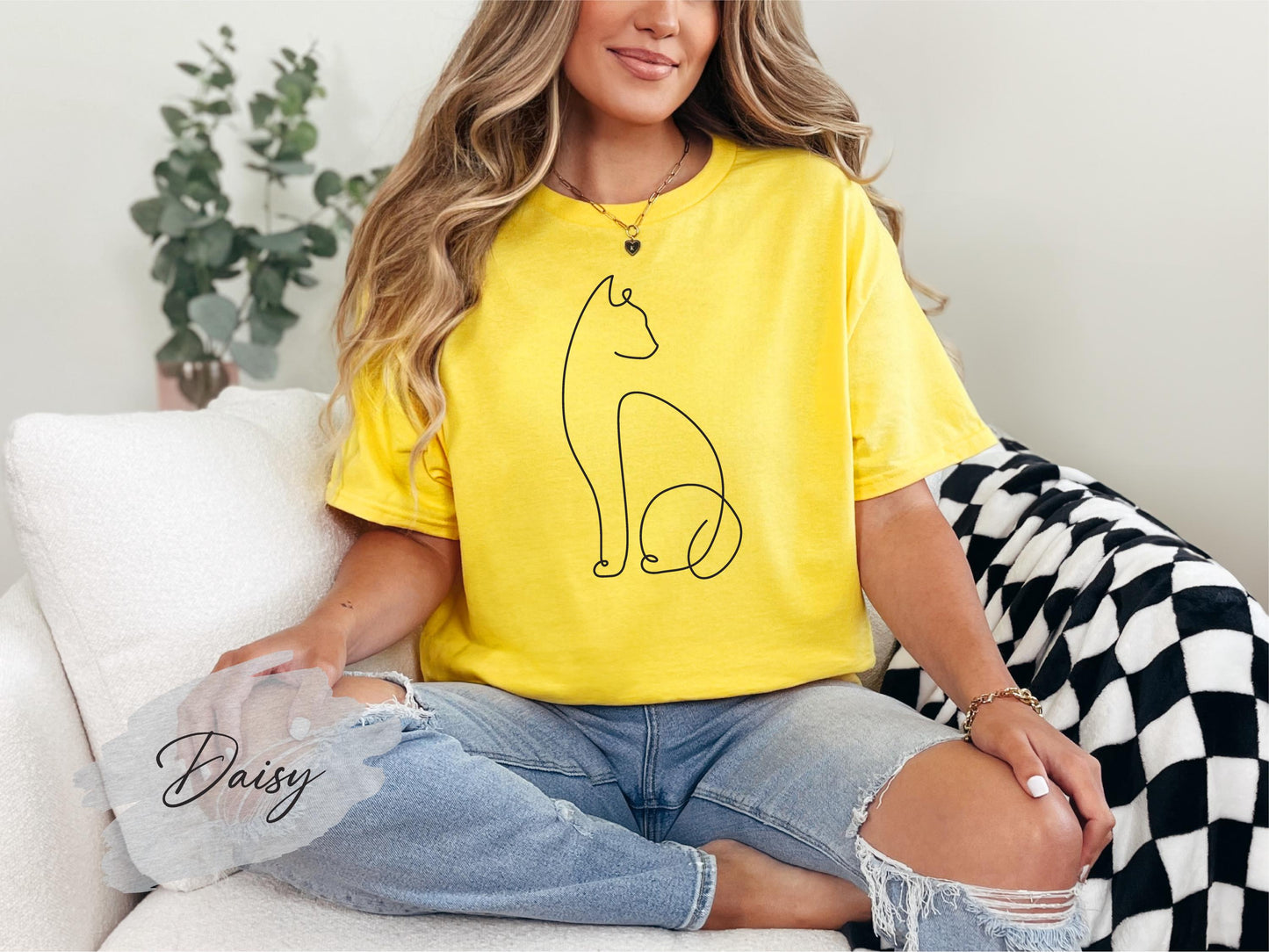 Cat Line Art Shirt: Abstract Silhouette, Cat Lover Gift