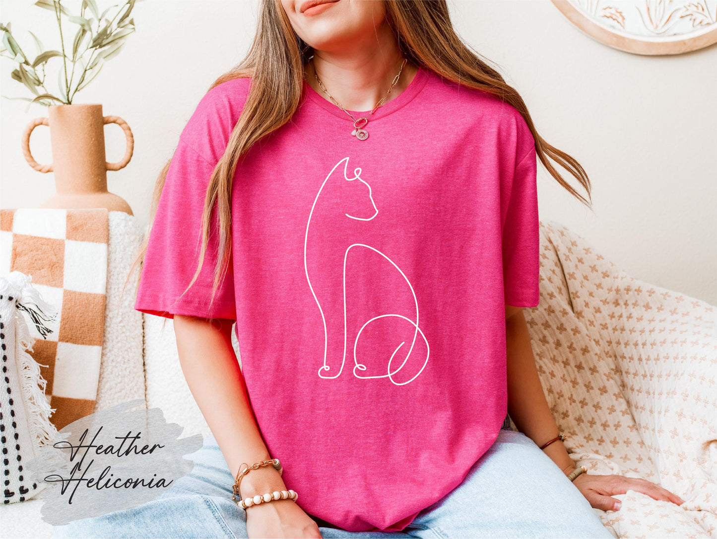 Cat Line Art Shirt: Abstract Silhouette, Cat Lover Gift