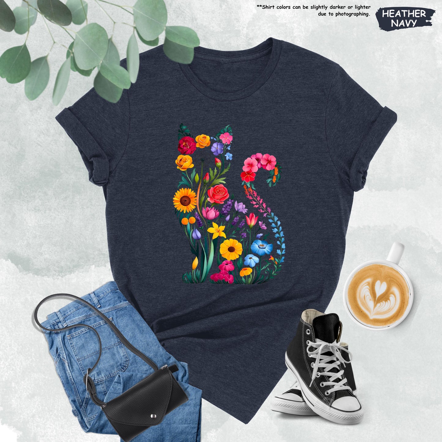 Floral Cat Shirt, Cat Mom Shirt, Wildflower Cat T-Shirt, Flower Cat Shirt, Cat Lover Shirt, Animal Lover Tee, Cat Lovers Gift, Cat Owner Tee