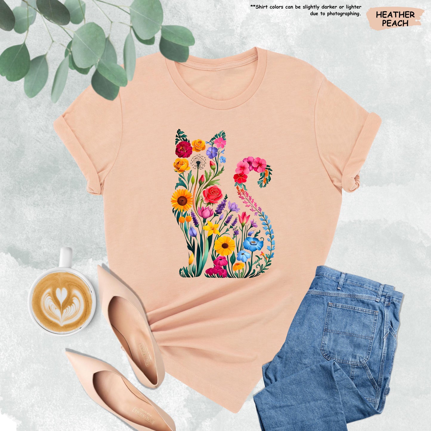 Floral Cat Shirt, Cat Mom Shirt, Wildflower Cat T-Shirt, Flower Cat Shirt, Cat Lover Shirt, Animal Lover Tee, Cat Lovers Gift, Cat Owner Tee